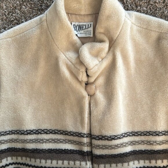 Vintage Bonelli Cream and Brown Patterned Vest - Picture 2 of 7